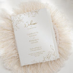 Classic Gold Greenery Wedding Folded Program Programme<br><div class="desc">Introducing our Classic Gold Greenery Wedding Folded Program Design- meticulously designed to embody a modern romantic aesthetic. Featuring a classic blend of clean white backgrounds with delicate golden leaves gracefully complemented by a simple calligraphy script paired with an understated serif font. The result is a perfectly polished feel for your...</div>