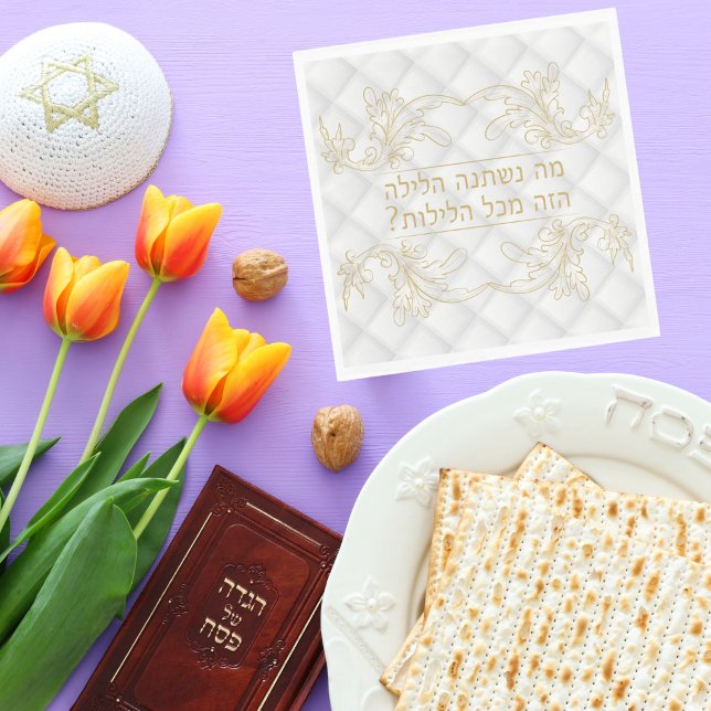 Classic Gold Hebrew  Pesach Seder Passover   Napkin (Creator Uploaded)