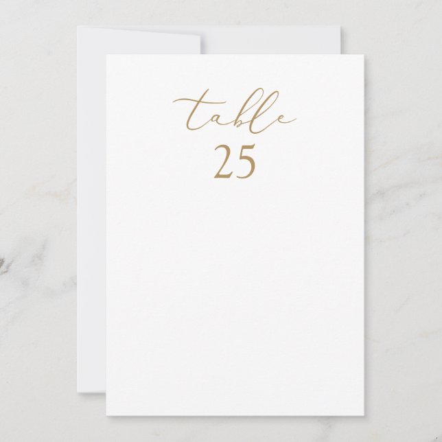 Classic Gold Individual Wedding Seating Chart Card (Front)