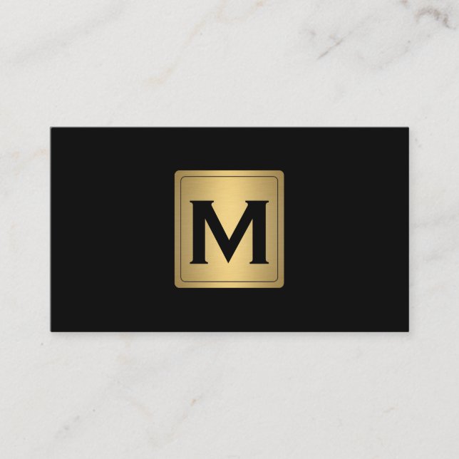 Classic Gold Label with Monogram Business Card (Front)