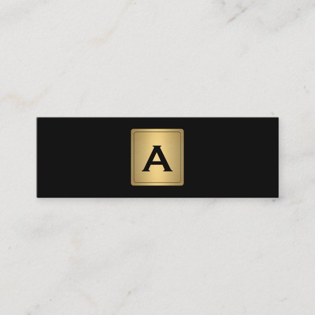 Classic Gold Label with Monogram Mini Business Card (Front)