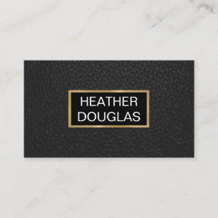 Classic Gold Metallic Banner   Black Leather Business Card