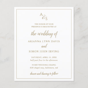 Classic Gold Monogram Budget Wedding Invitation