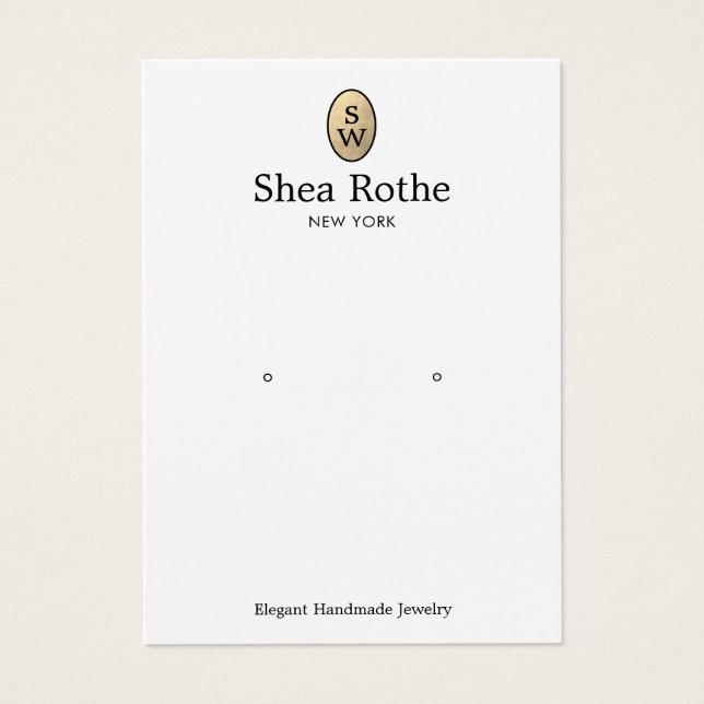 Classic Gold Monogram Earring Display Card (Front)