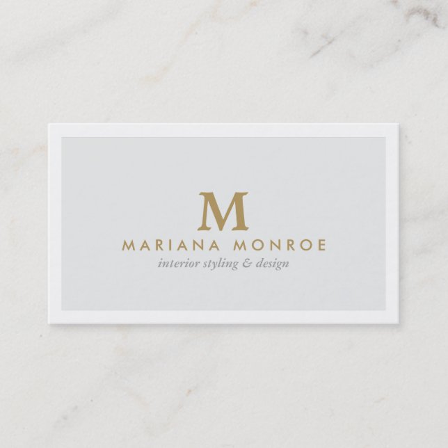 CLASSIC GOLD MONOGRAM on LIGHT GRAY Business Card (Front)