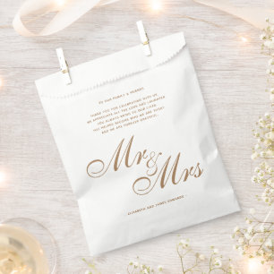 Classic Gold Mr and Mrs Wedding Thank You Message Favour Bags