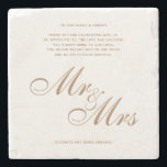 Classic Gold Mr and Mrs Wedding Thank You Message Stone Coaster<br><div class="desc">Classic Elegant Script Gold Mr and Mrs Wedding Thank You Message that can also replace thank you cards.</div>