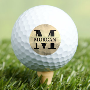 Classic Gold Name Monogram Golf Balls