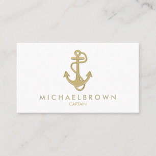Classic Gold Nautical Anchor Business Card