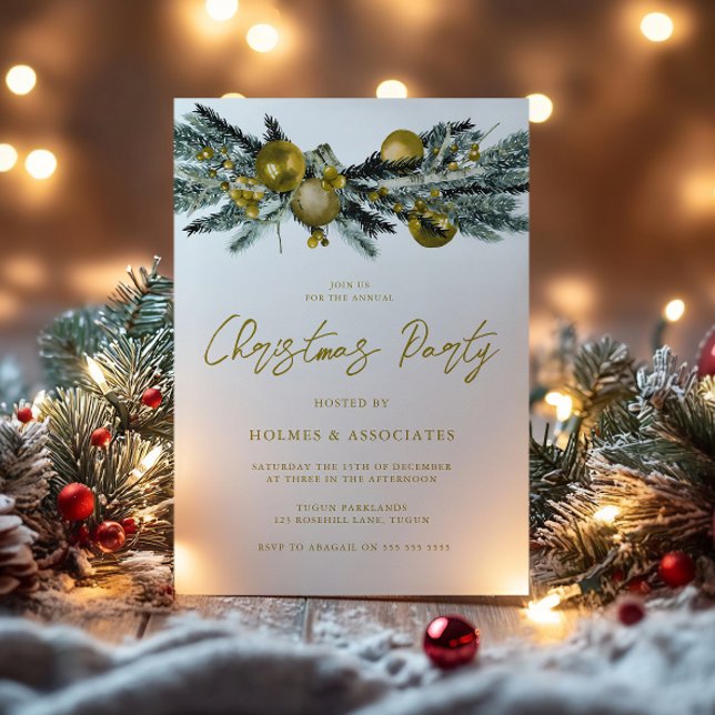 Classic Gold Office Corporate Christmas Party Invitation (Creator Uploaded)