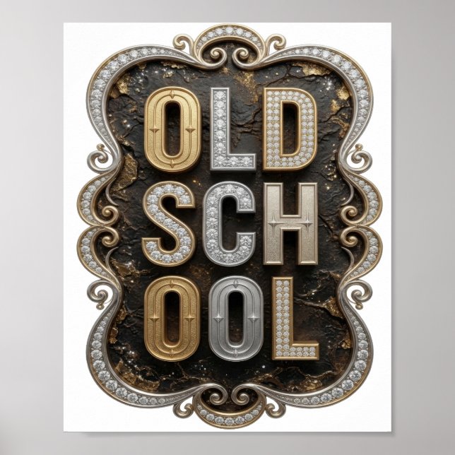 Classic Gold OLD SCHOOL Bold Design Poster (Front)