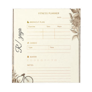 Classic gold pastel cute bike Fitness Planner  Notepad