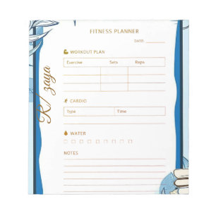 Classic gold pastel cute blue fittness Planner Notepad