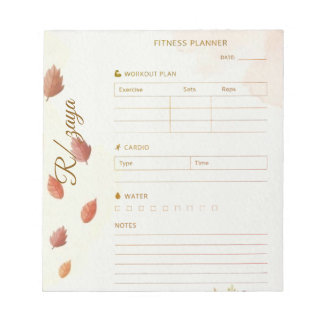 Classic gold pastel cute leaves fittness Planner  Notepad