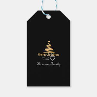 classic gold personalised family name christmas gift tags