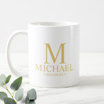Classic Gold Personalised Groomsman Coffee Mug<br><div class="desc">Classic Personalised Groomsman Gifts
featuring personalised monogram,  groomsman's name and title in gold classic serif font style.

Also perfect for Best Man,  Father of the Bride and more.

Please Note: The foil details are simulated in the artwork. No actual foil will be used in the making of this product.</div>
