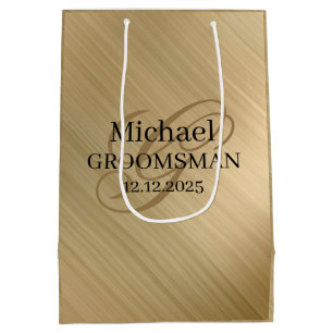 Classic Gold Personalised Groomsman Medium Gift Bag