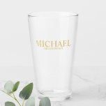 Classic Gold Personalised Groomsmen Glass<br><div class="desc">Classic Personalised Groomsmen Glass
featuring personalised groomsman's name with title in gold classic serif font style.

Also perfect for Best Man,  Father of the Bride and more.

Please Note: The foil details are simulated in the artwork. No actual foil will be used in the making of this product.</div>