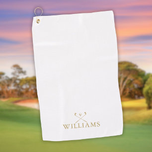 Classic Gold Personalised Name Golf Clubs Golf Towel