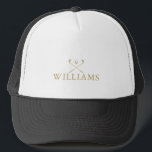 Classic Gold Personalised Name Golf Clubs Trucker Hat<br><div class="desc">Personalise the name in classic gold typography to create a unique golf gift and keepsake for any golfer. Designed by Thisisnotme©</div>