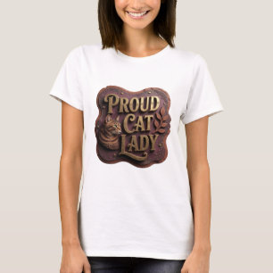 Classic Gold PROUD CAT LADY Statement Design T-Shirt