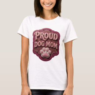 Classic Gold PROUD DOG MOM Custom Design T-Shirt