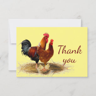 Classic Gold Rooster Chicken Farm Thank You Card