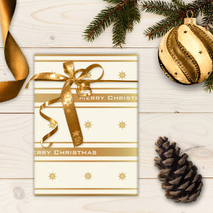 Classic Gold Stars and Stripes Christmas Wrapping Paper