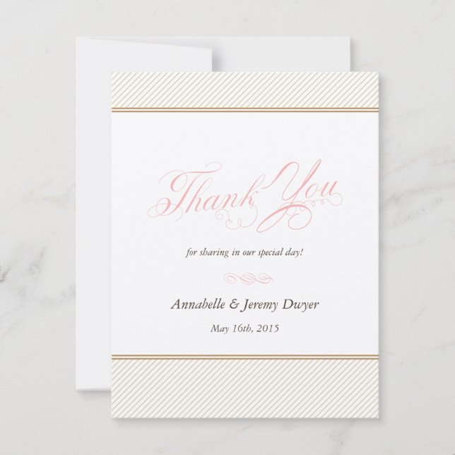 Classic Gold Stripes Thank You Card (Front)