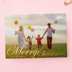 Classic Gold Typography Photo Merry Christmas