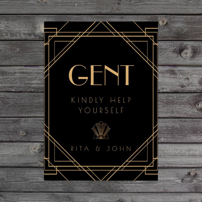 Classic Gold Vintage Gents Bathroom Wedding Sign (Creator Uploaded)