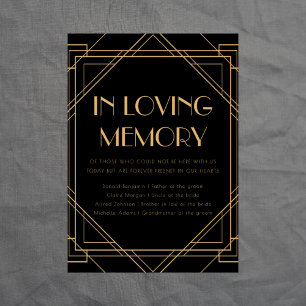 Classic Gold Vintage In loving memory Wedding Sign