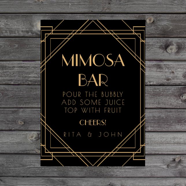 Classic Gold Vintage Mimosa Bar Wedding Sign (Creator Uploaded)