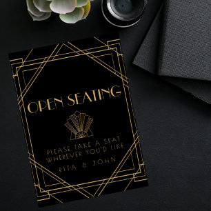 Classic Gold Vintage Open Seating Wedding Sign