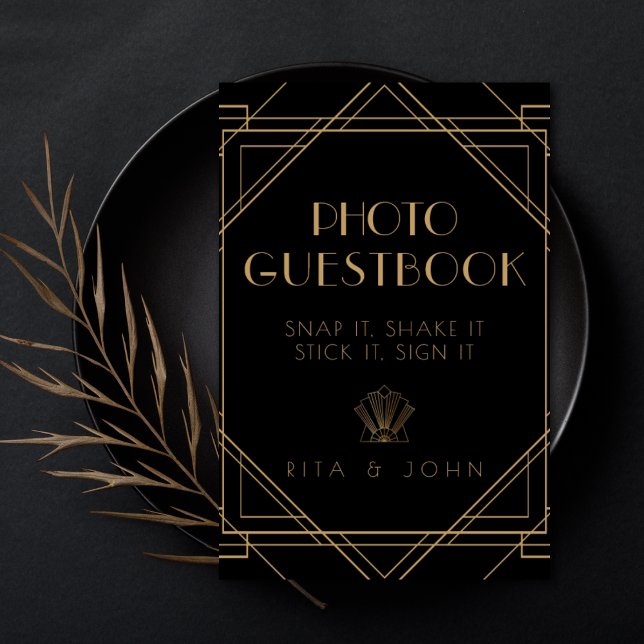 Classic Gold Vintage Wedding Photo Guestbook Sign (Creator Uploaded)