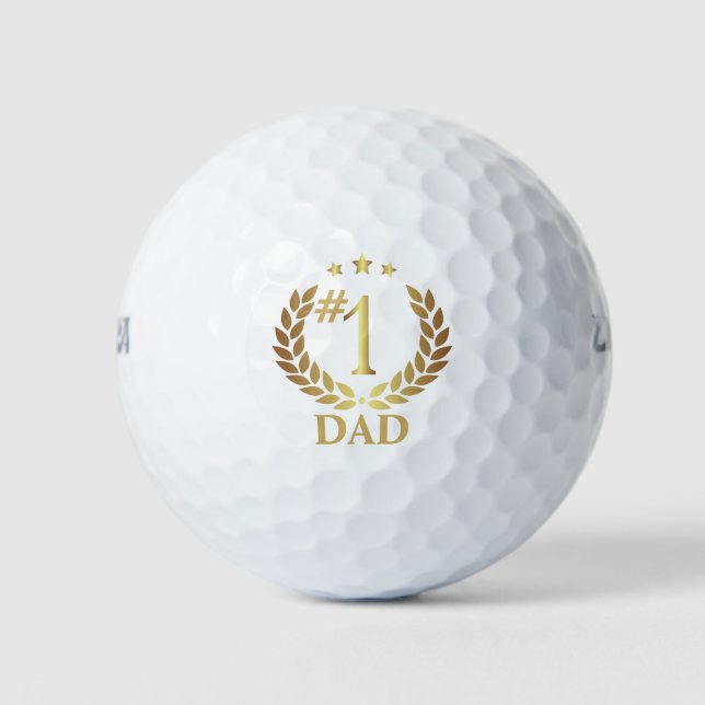 Classic Gold Wreath #1 Dad Fathers Day Gift Golf Balls (Front)