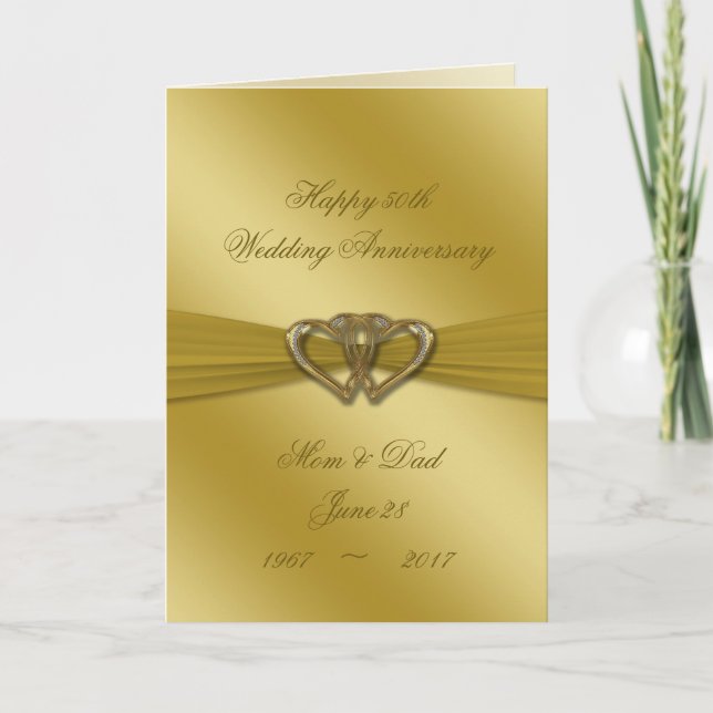 Classic Golden 50th Wedding Anniversary Card (Front)