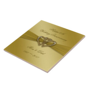 Classic Golden 50th Wedding Anniversary Tile