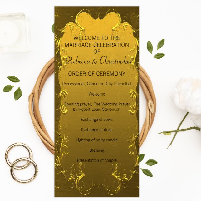 Classic Golden Elegance Wedding Program Programme (Creator Uploaded)