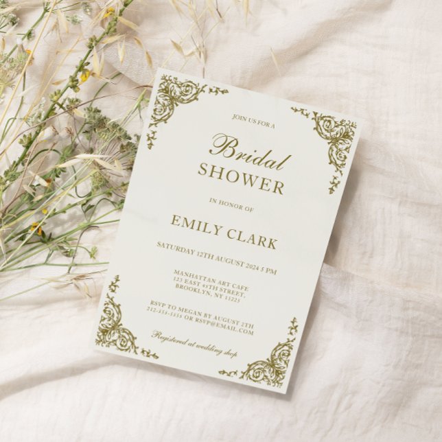 Classic Golden Elegant Bridal Shower Invitation (Creator Uploaded)