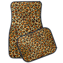 Classic Golden Leopard Print Pattern Car Floor Mat