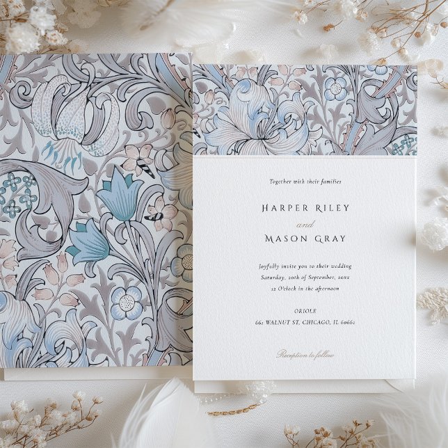 Classic Golden Lily Elegant Pastel Morris Wedding Invitation (Creator Uploaded)