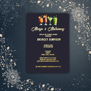 classic golden  margs and matrimony bridal shower