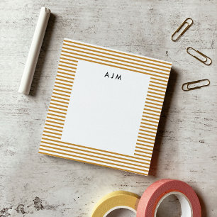 Classic Golden Stripes Monogram Post-it Notes
