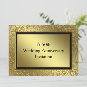 Classic Golden Wedding Anniversary 5.5x7.5 Invite