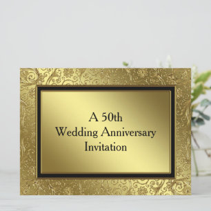 Classic Golden Wedding Anniversary 6.5x8.75 Invite