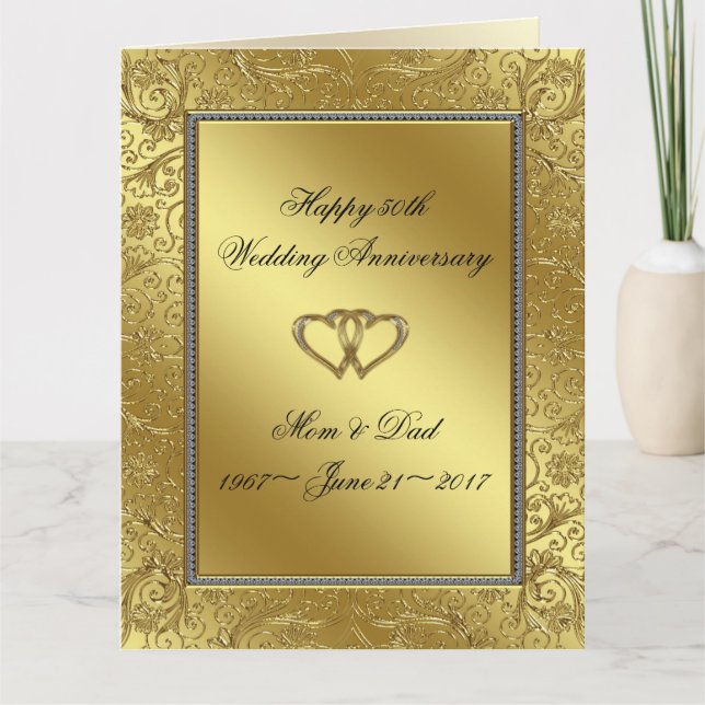 Classic Golden Wedding Anniversary 8.5x11 Card (Front)
