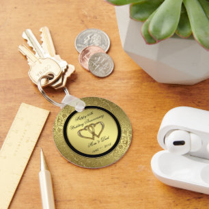 Classic Golden Wedding Anniversary Key Chain