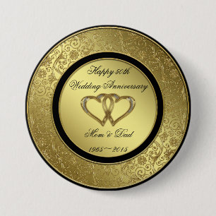 Classic Golden Wedding Anniversary Round Button