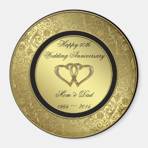 Classic Golden Wedding Anniversary Round Magnet